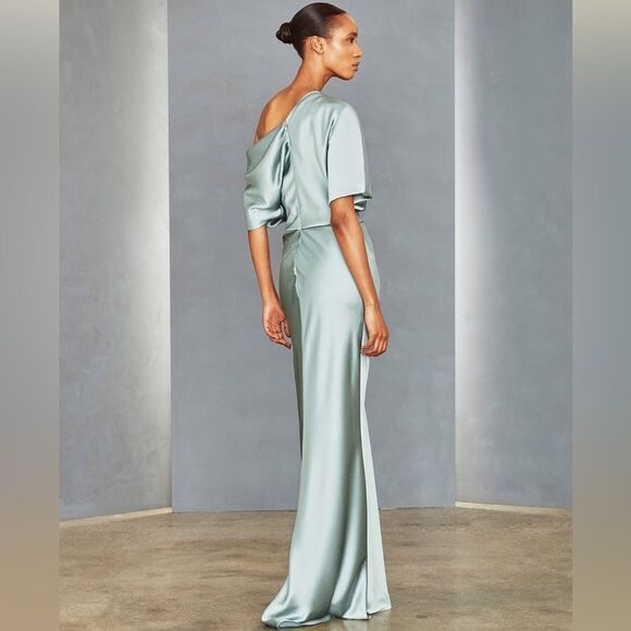 Amsale Pryce Off-the-Shoulder Column Dress/ size 6 - Picture 1 of 8